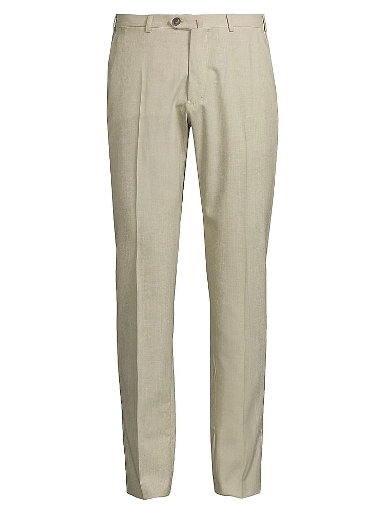Textured Crease-Front Trousers