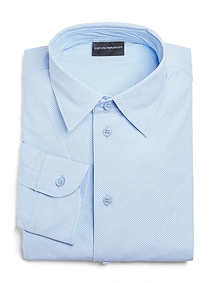 Micro-Printed Jersey Button-Front Shirt