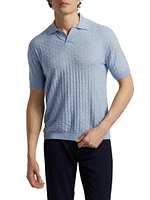 Basket-Weave Wool Polo Sweater