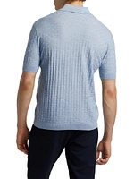 Basket-Weave Wool Polo Sweater