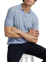Basket-Weave Wool Polo Sweater