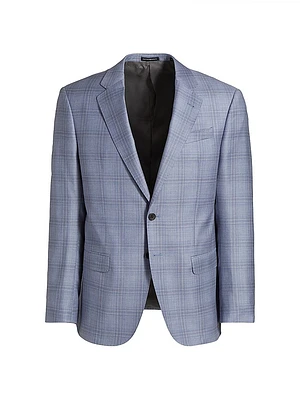 Plaid Virgin Wool Single-Breasted Blazer