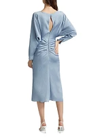 Draped Ruched Midi-Dress