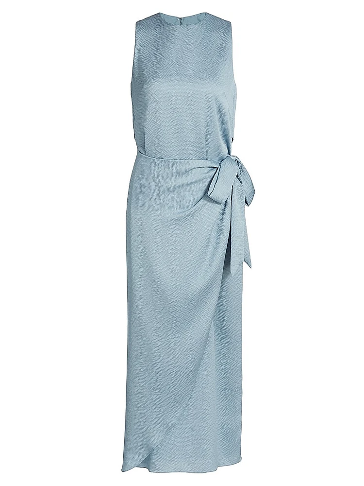 Tulip Hem Hammered Satin Midi-Dress