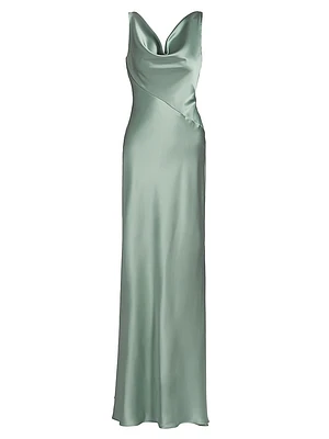 Satin Cowlneck Gown