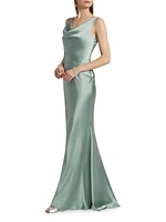 Satin Cowlneck Gown