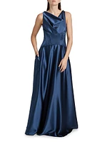 Satin Cowl Neck Gown