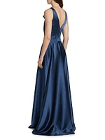Satin Cowl Neck Gown