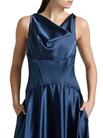 Satin Cowl Neck Gown
