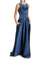 Satin Cowl Neck Gown