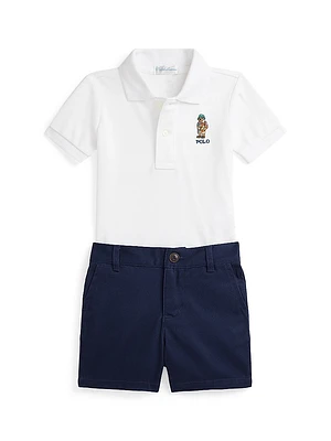 Baby Boy's Polo Shirt & Shorts Set