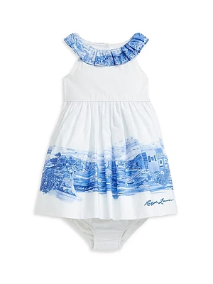 Baby Girl's Watercolor Paint Dress & Bloomers Set