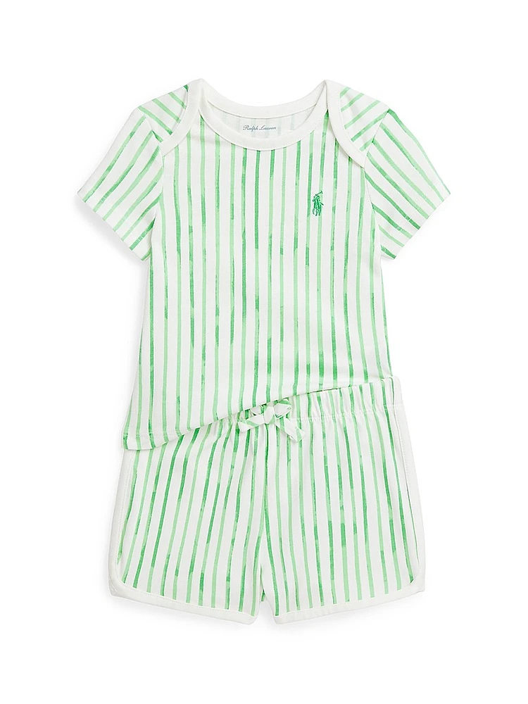 Baby Boy's Striped Cotton Shirt & Shorts Set