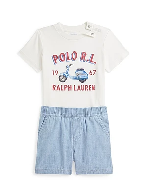 Baby Boy's Cotton T-Shirt & Shorts Set