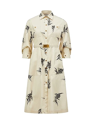 Floral Print Cotton Shirt Dress