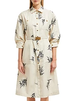Floral Print Cotton Shirt Dress