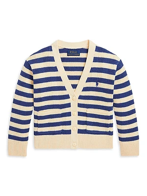 Little Girl's & Striped Knit Cardigan