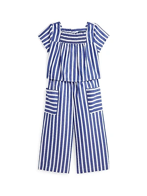 Little Girl's & 2-Piece Striped Top Pants Set