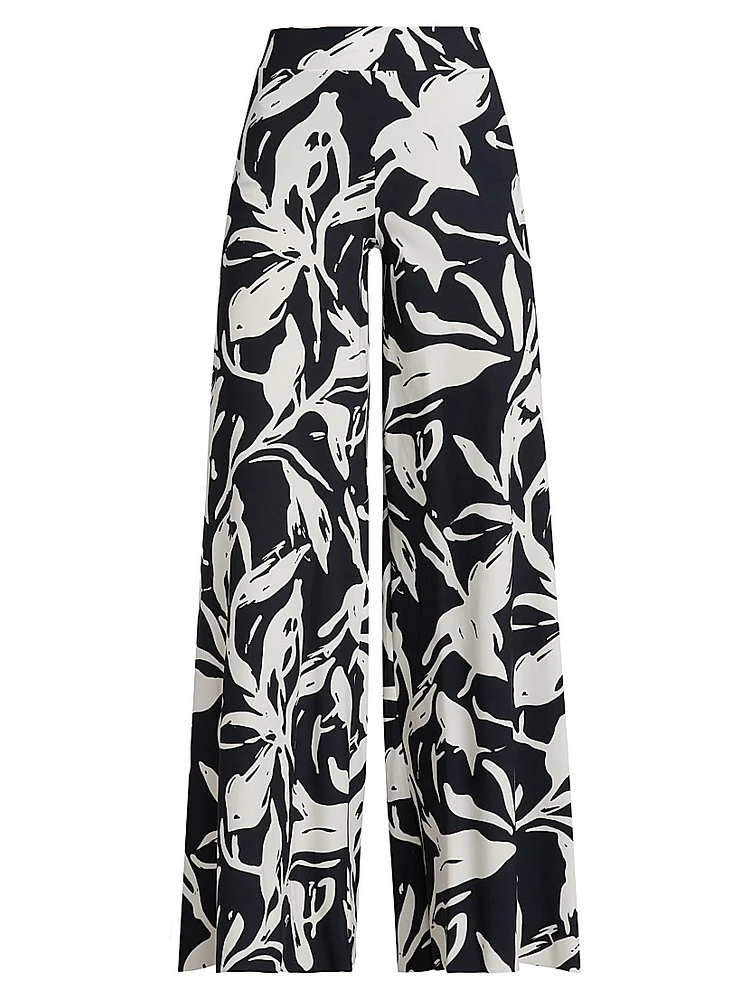 Skyla Printed Jersey Wide-Leg Pants