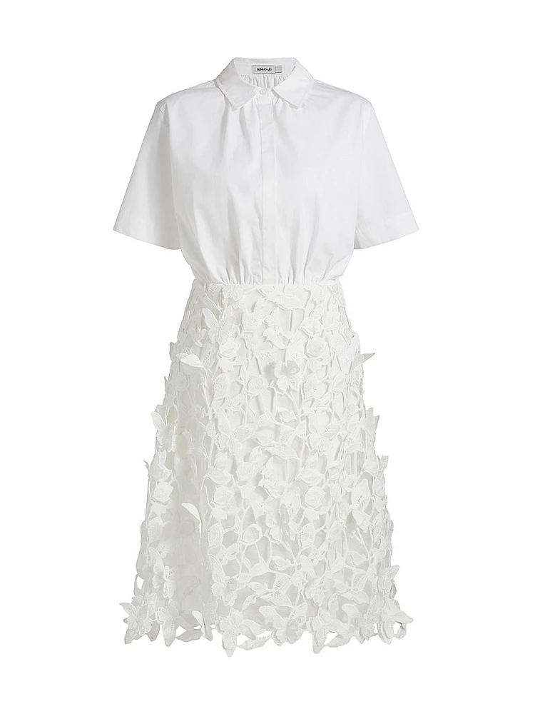 Colette Mixed-Media Midi-Dress