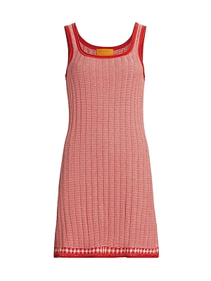 Fine Striped Silk & Linen Tank Minidress
