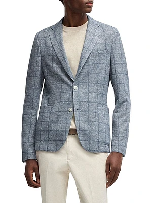 Slim-Fit Blazer Checked Stretch Fabric