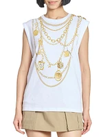 Trompe L'œil-Print Cotton Tank
