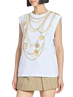 Trompe L'œil-Print Cotton Tank