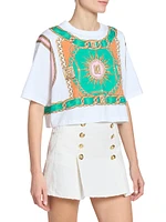 Foulard Print Cotton Crop T-Shirt