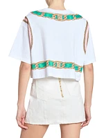 Foulard Print Cotton Crop T-Shirt