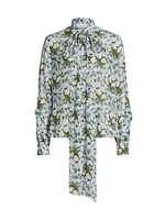 Printed Neck Tie Blouse