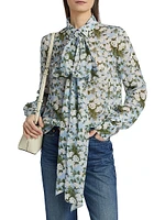 Printed Neck Tie Blouse