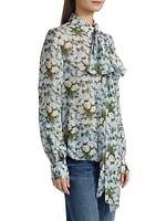 Printed Neck Tie Blouse