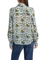 Printed Neck Tie Blouse
