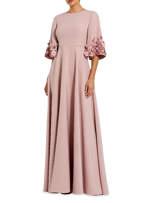 Evening Embellished Stretch-Crepe Gown