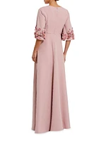 Evening Embellished Stretch-Crepe Gown