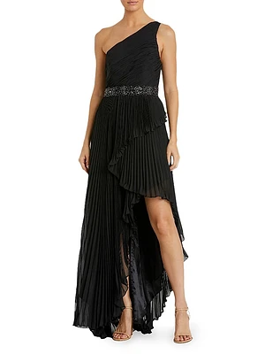 One-Shoulder Ruffled Gown