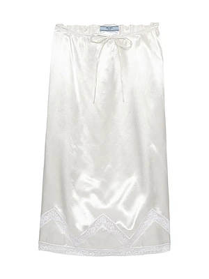 Embroidered Satin Skirt