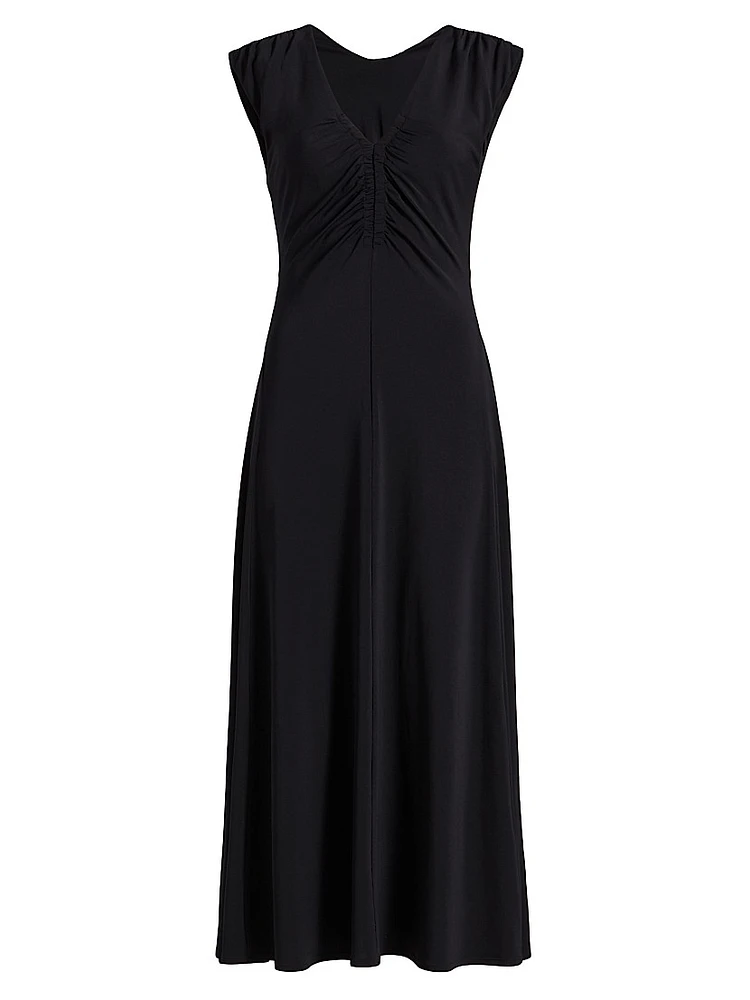 Isabel Ruched Sleeveless Midi-Dress