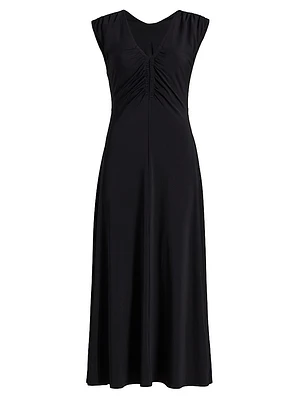 Isabel Ruched Sleeveless Midi-Dress