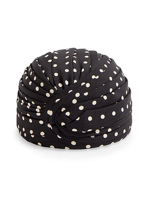 Rigid Silk Turban with Polka Dot Print
