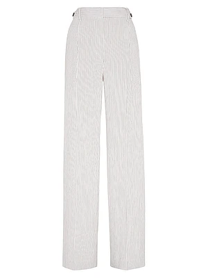 Comfort Linen and Cotton Chalk Stripe Twill Sartorial Relaxed Trousers