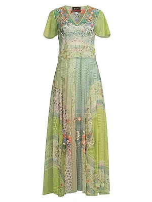 Winx Embroidered Mesh Maxi Dress