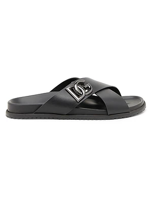 Crossed Strap Leather Sandals