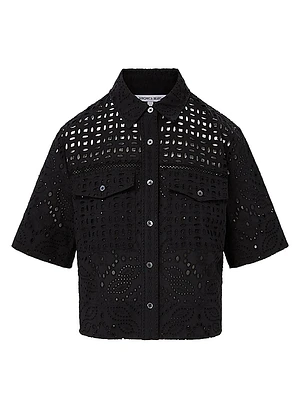 Spruce Embroidered Cotton Short-Sleeve Top