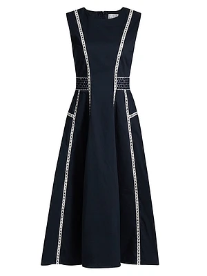 Sloane Embroidered Eyelet Midi-Dress
