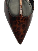 Allure Tortoiseshell Patent Leather T-Strap Flat Sandals