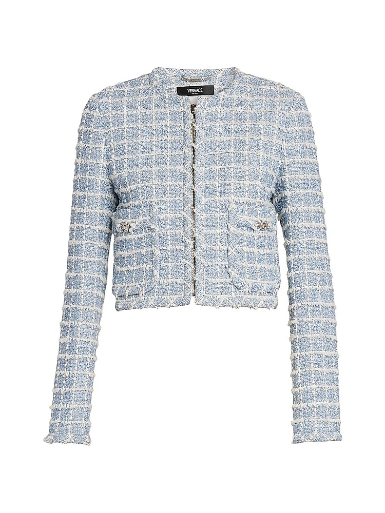 Windowpane Tweed Bouclé Jacket