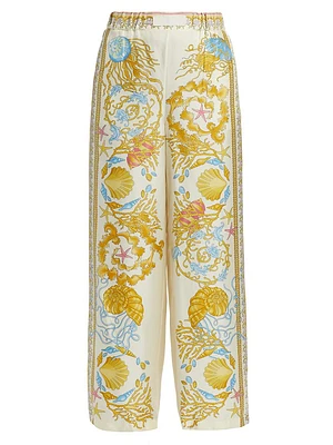 Underwater Barocco Silk Twill Pants