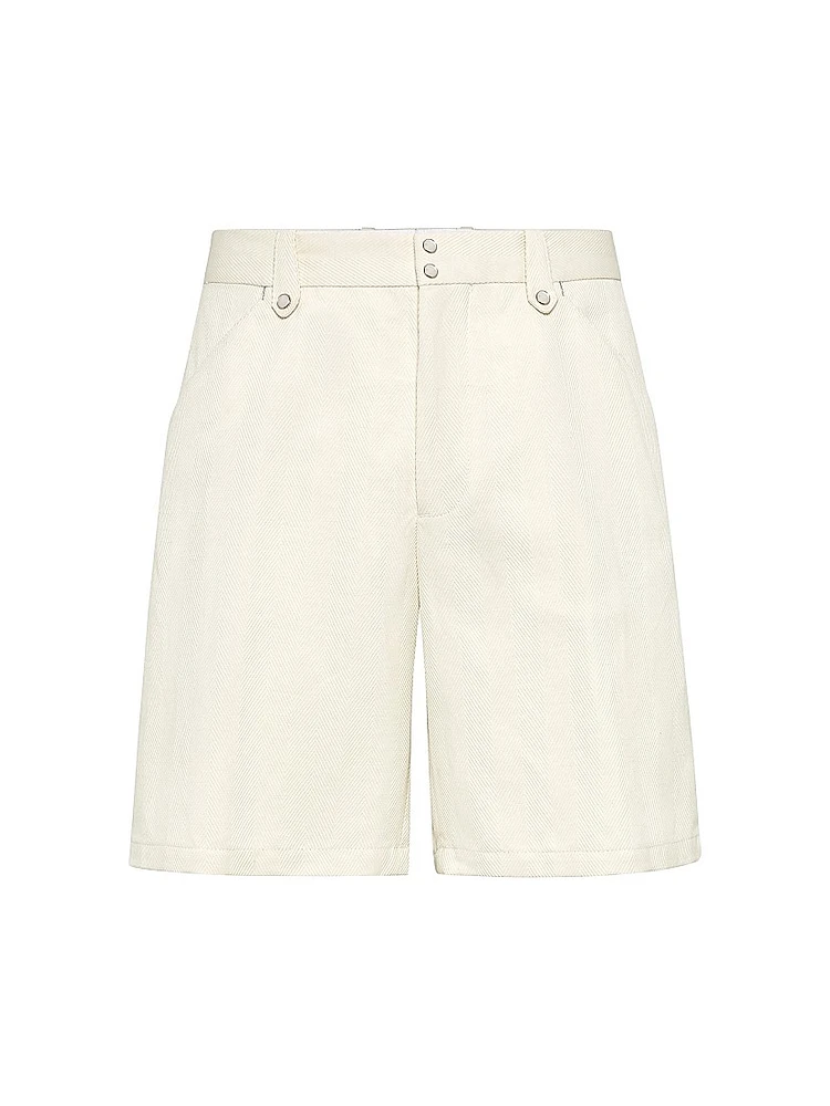 Cotton and Linen Chevron Cavalry Bermuda Shorts